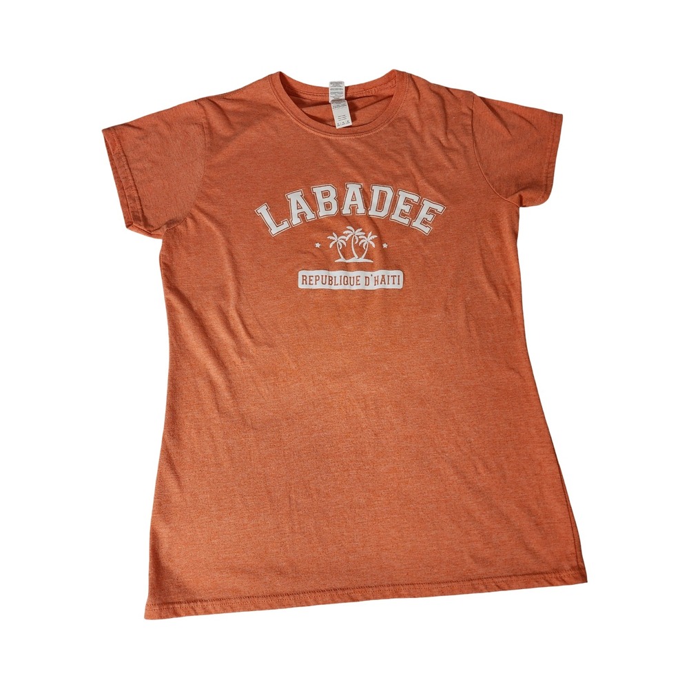 Gildan Softstyle Labadee Haiti Graphic Tee Heather Orange Womens XL Shirt